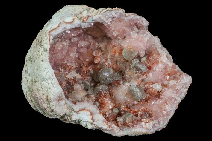 Pink Amethyst Geode Section with Calcite - Argentina #113330